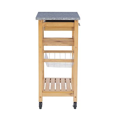 Linon Roger Granite Top Kitchen Cart 