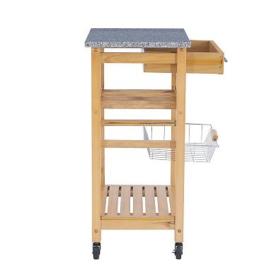 Linon Roger Granite Top Kitchen Cart
