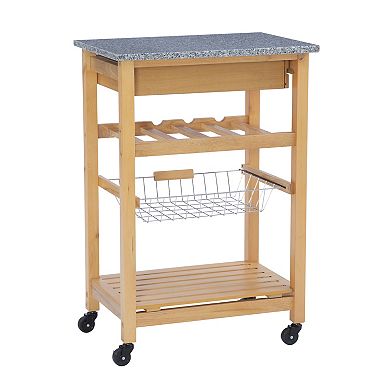 Linon Roger Granite Top Kitchen Cart