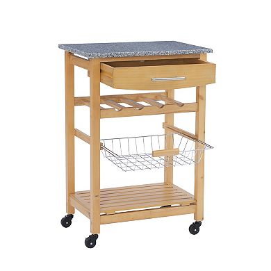 Linon Roger Granite Top Kitchen Cart 