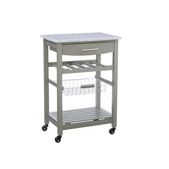 Linon Roger Granite Top Kitchen Cart