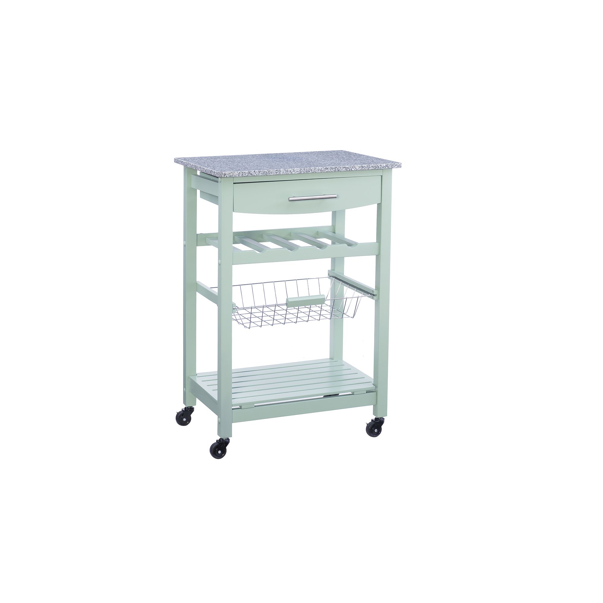 Linon Roger Granite Top Kitchen Cart, Green