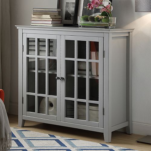 Linon Leslie Window Pane 2 Door Storage Cabinet