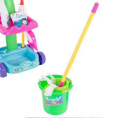 Hey! Play! Pretend Play Cleaning Caddy Set on Wheels