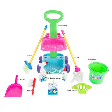 Hey! Play! Pretend Play Cleaning Caddy Set on Wheels