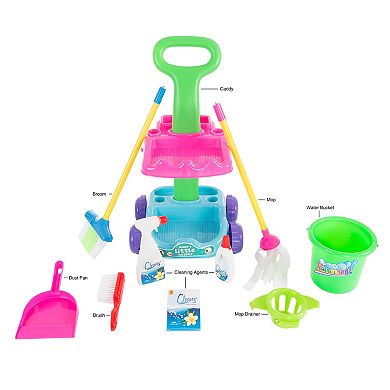 Pretend Play Cleaning Caddy Set on Wheels by Hey! Play!