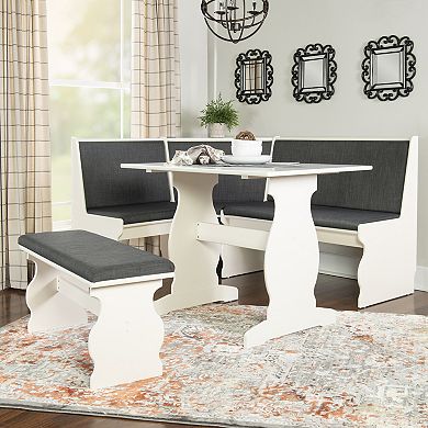 Linon Sasha Nook Dining Table 3-piece Set