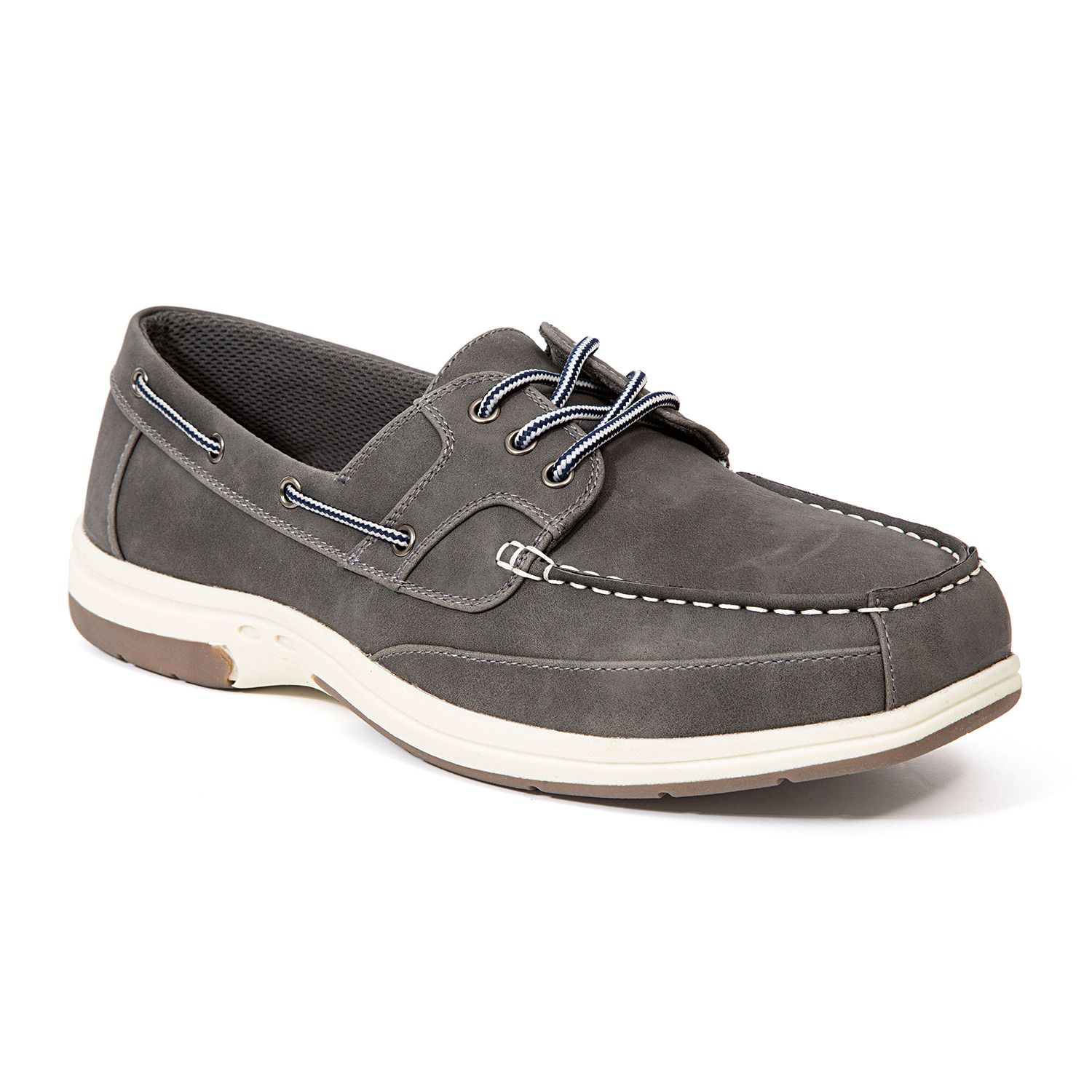 mens gray boat shoes