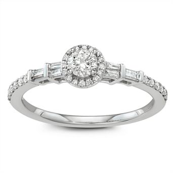 Simply Vera Vera Wang 14k White Gold 1/2 Carat T.W. Diamond Halo Engagement Ring
