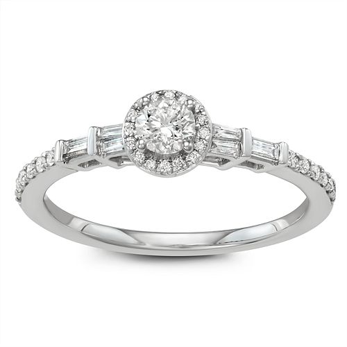 Simply Vera Vera Wang 14k White Gold 1/2 Carat T.W. Diamond Halo