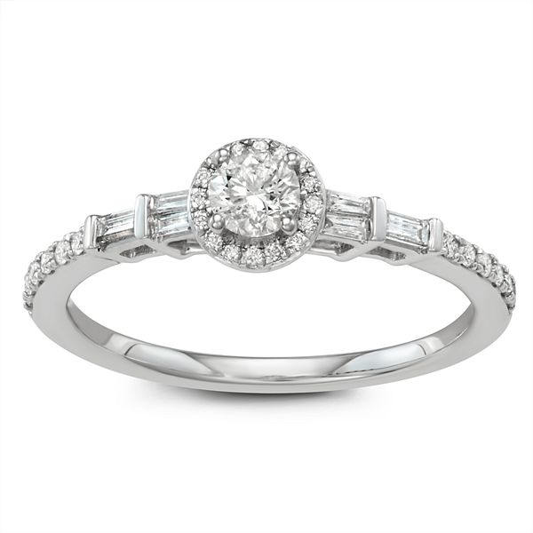 Simply Vera Vera Wang 14k White Gold 1/2 Carat T.W. Diamond Halo ...