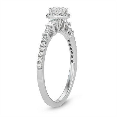 Simply Vera Vera Wang 14k White Gold 1/2 Carat T.W. Diamond Halo Engagement Ring