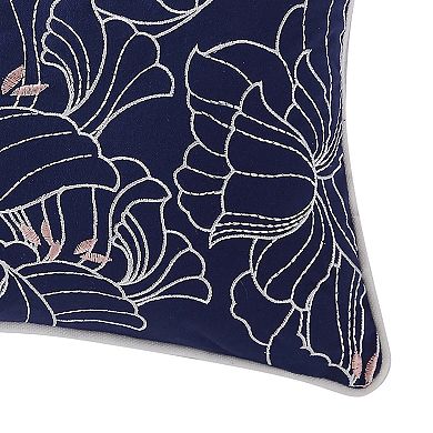 Indienne Paisley Embroidered Floral Oblong Throw Pillow