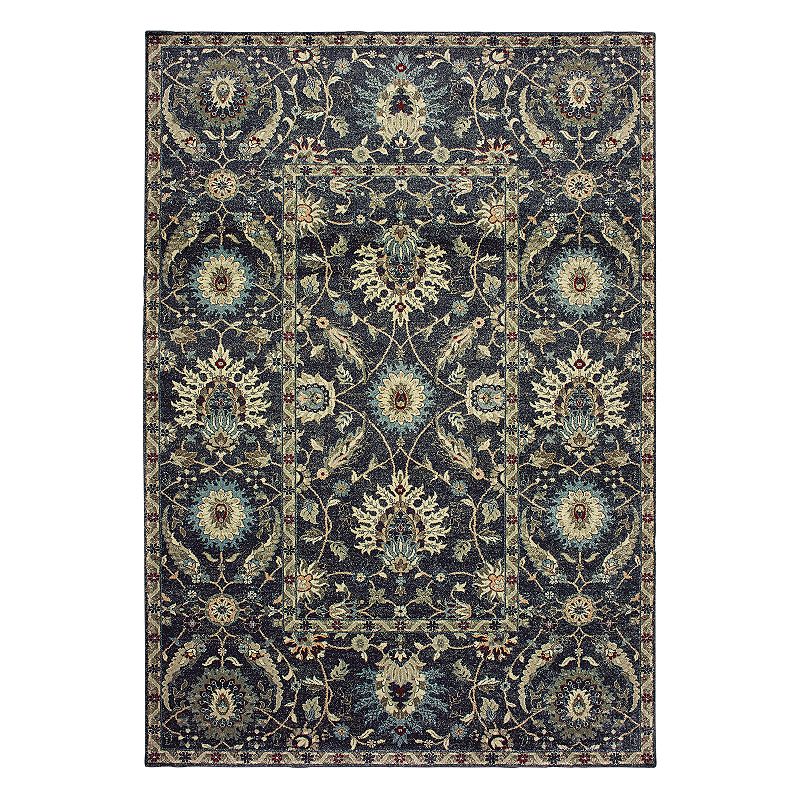 StyleHaven Revere Updated Traditional Floral Rug, Dark Blue, 2X7.5 Ft