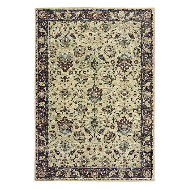 StyleHaven Revere Traditional Framed Floral Rug, White, 5X7.5 Ft