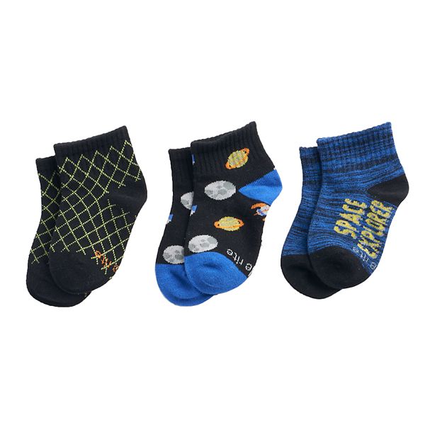 Stride Rite Boys 3-Pack Quarter Socks 