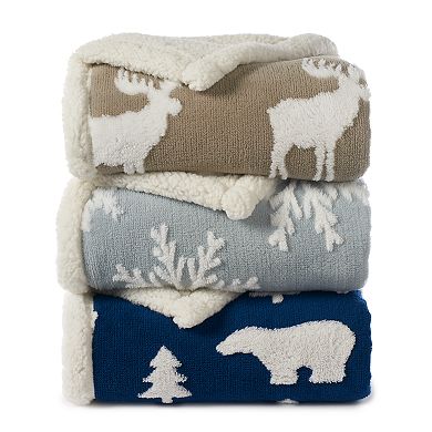 Cuddl Duds Jacquard Sherpa Fleece Throw