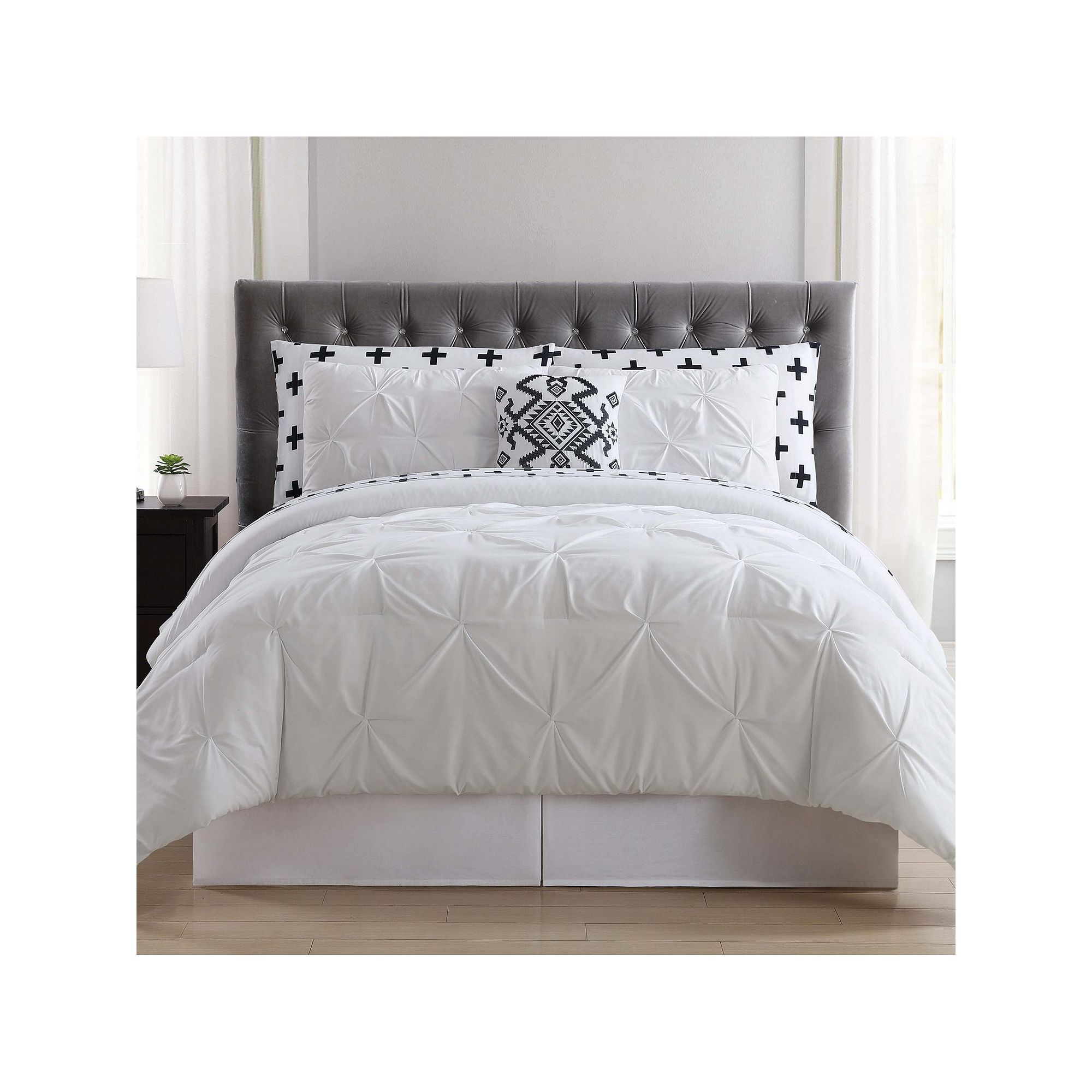 Truly Soft Pueblo Pleated Comforter Bedding Set, White