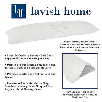 Portsmouth Home Bamboo Charcoal Infused Memory Foam Body Pillow