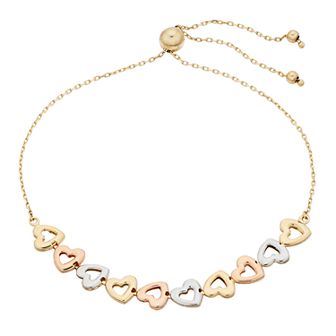 Karat Rush Tri-Tone 14k Gold Heart Link Bolo Bracelet