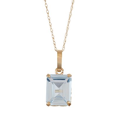 Designs by Gioelli 10k Gold Lab Created Aquamarine Rectangle Pendant Necklace
