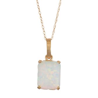 Designs by Gioelli 10k Gold Lab-Created Opal Rectangle Pendant Necklace