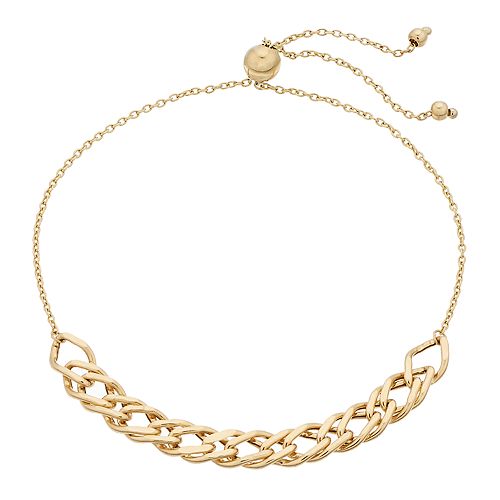 14k Gold Cable Chain Link Bolo Bracelet