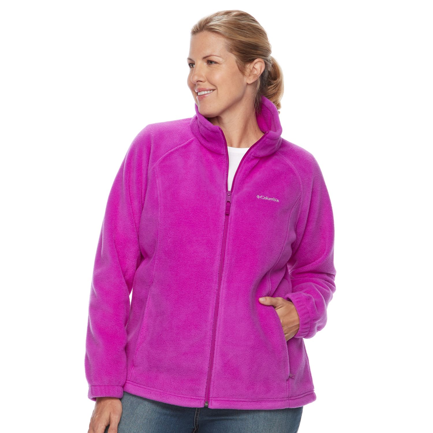 plus size columbia three lakes hooded long fleece jacket