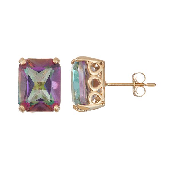 Designs by Gioelli 10k Gold Mystic Topaz Rectangle Stud Earrings