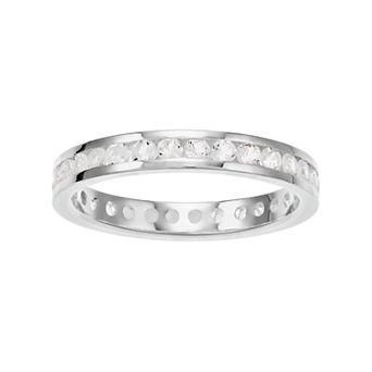 Traditions Jewelry Company Sterling Silver Channel-Set White Topaz Birthstone Ring