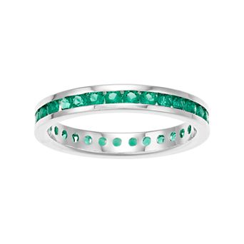 Traditions Jewelry Company Sterling Silver Channel-Set Lab-Created Emerald Birthstone Ring