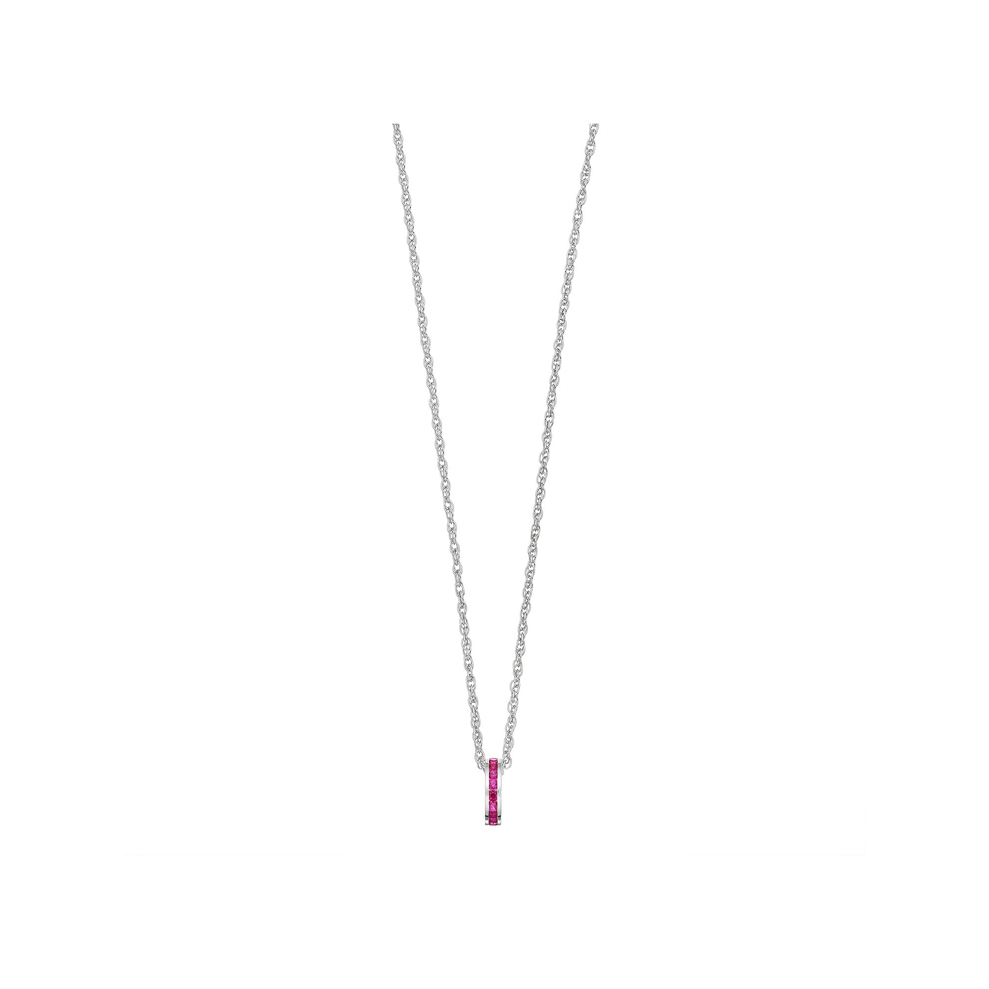 Traditions Jewelry Company Sterling Silver Channel-Set Lab-Created Ruby Bi