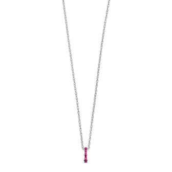 Traditions Jewelry Company Sterling Silver Channel-Set Lab-Created Ruby Birthstone Pendant Necklace