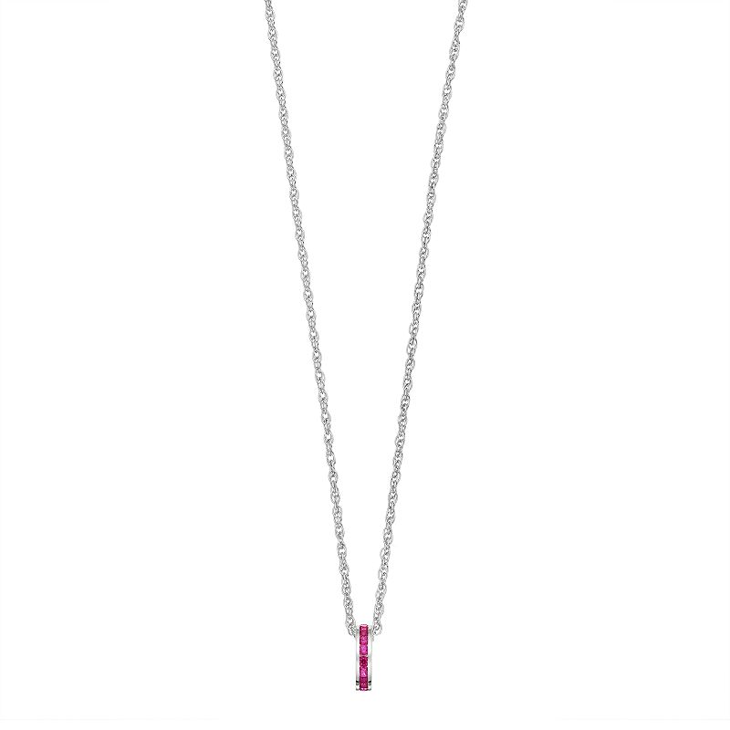 Traditions Jewelry Company Sterling Silver Channel-Set Lab-Created Ruby Birthstone Pendant Necklace, Women's, Size: 18"
