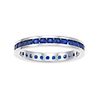 Traditions Jewelry Company Sterling Silver Channel-Set Lab-Created Sapphire Birthstone Ring