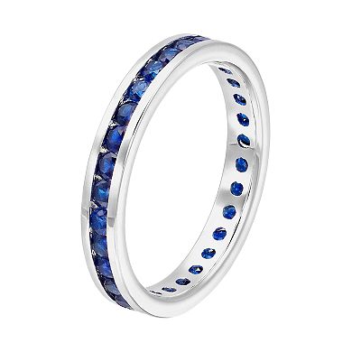 Traditions Sterling Silver Channel-Set Lab-Created Sapphire Birthstone Ring