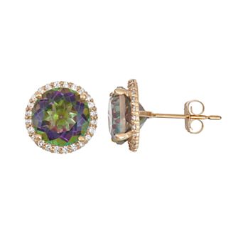 Designs by Gioelli 10k Gold Mystic Topaz & Lab-Created White Sapphire Halo Stud Earrings