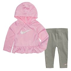 Baby Girl Nike Dri Fit Hooded Peplum Top Leggings Set