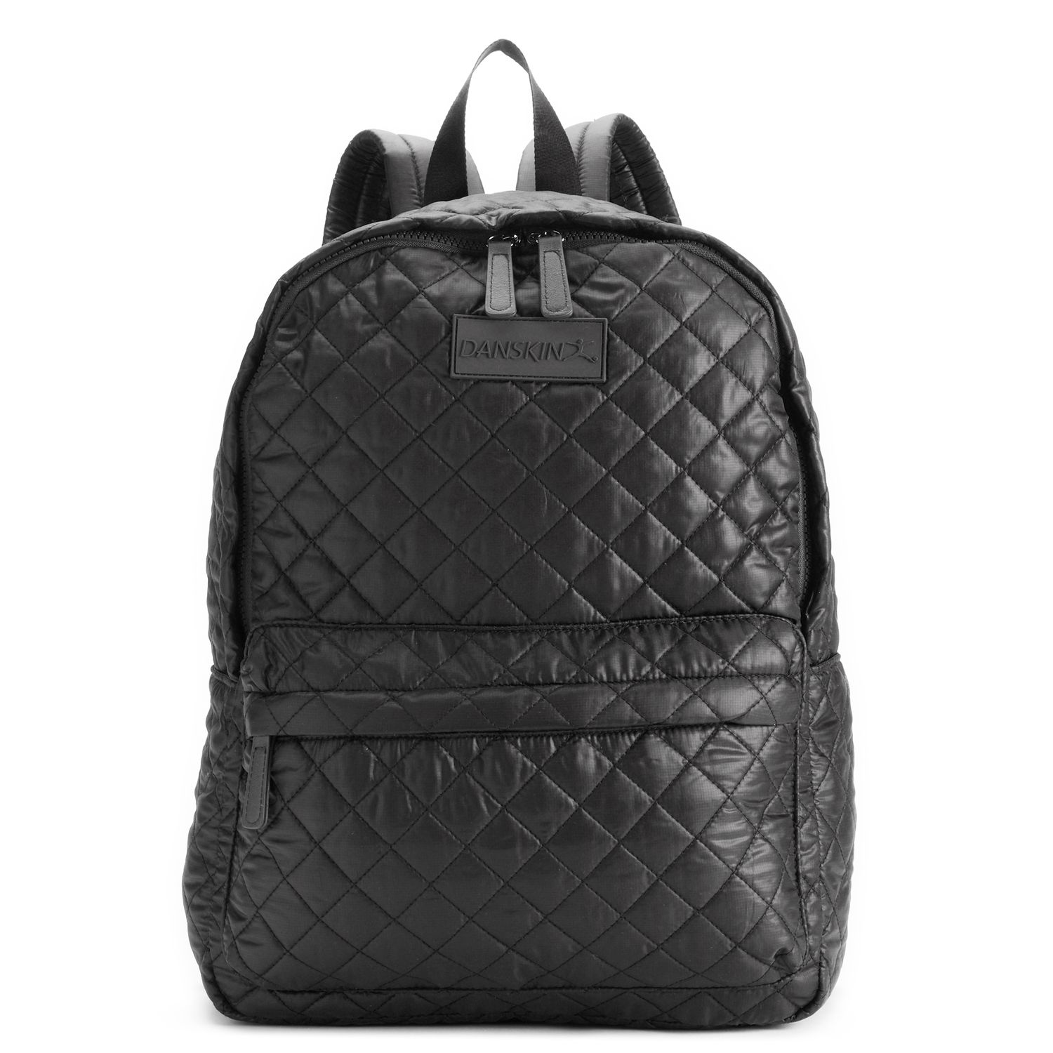 grey quilted backpack