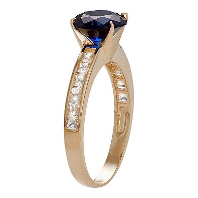 10k Gold Lab-Created Blue & White Sapphire Ring