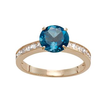 Designs by Gioelli 10k Gold London Blue Topaz & Lab-Created White Sapphire Ring