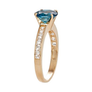 10k Gold London Blue Topaz & Lab-Created White Sapphire Ring