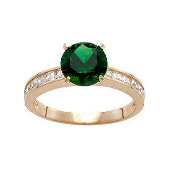 Designs by Gioelli 10k Gold Simulated Emerald & Lab-Created White Sapphire Ring