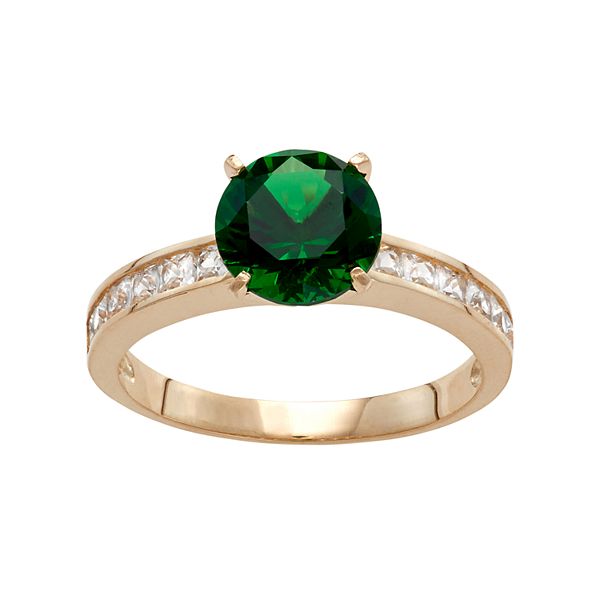 Designs by Gioelli 10k Gold Simulated Emerald & Lab-Created White ...