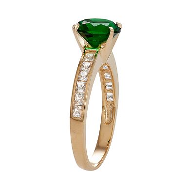 10k Gold Simulated Emerald & Lab-Created White Sapphire Ring