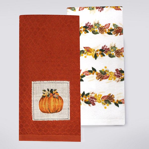 Celebrate Together™ Fall Pumpkin Waffle Kitchen Towel 2-pack