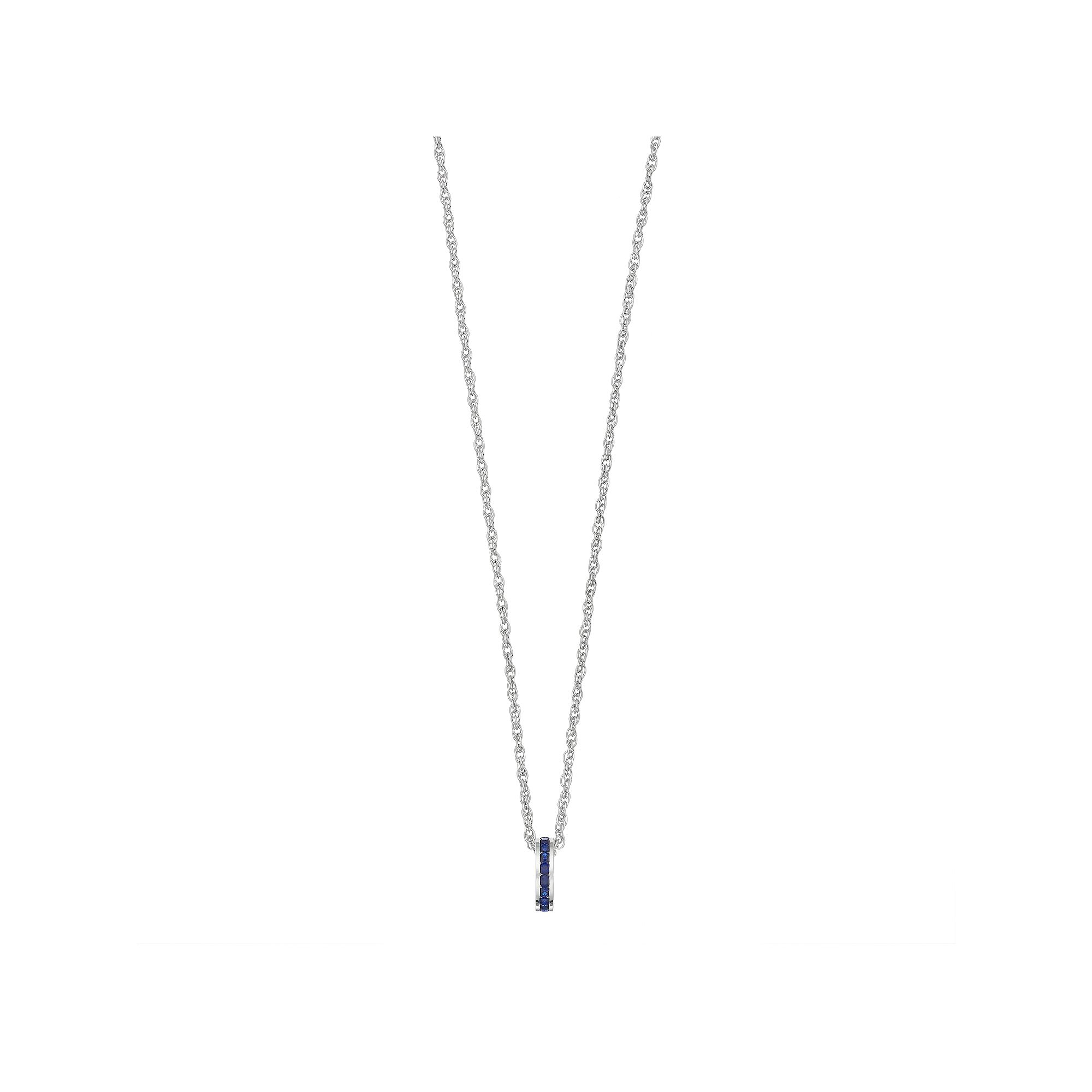 Traditions Jewelry Company Sterling Silver Channel-Set Lab-Created Sapphir