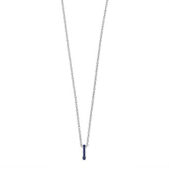 Traditions Jewelry Company Sterling Silver Channel-Set Lab-Created Sapphire Birthstone Pendant Necklace