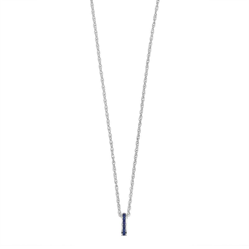 Traditions Jewelry Company Sterling Silver Channel-Set Lab-Created Sapphire Birthstone Pendant Necklace, Women's, Size: 18"