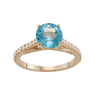 Designs by Gioelli 10k Gold Swiss Blue Topaz & Lab-Created White Sapphire Ring